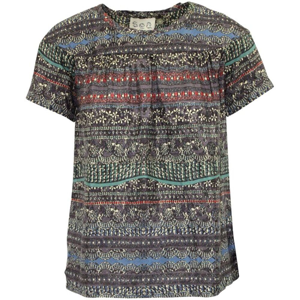 Sea New York Multi-Abstract Print Top in Multicolor Silk